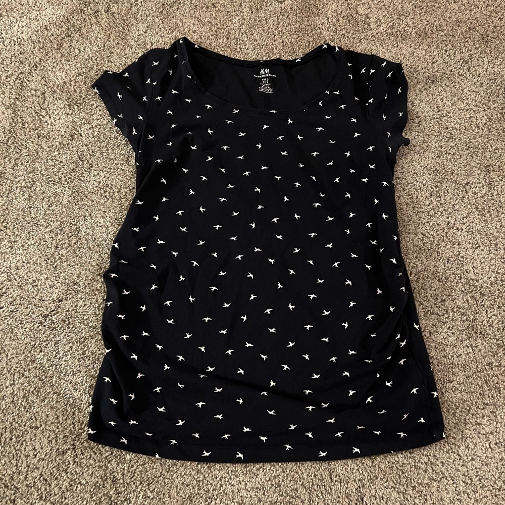 H&M Navy Maternity Shirt with Birds